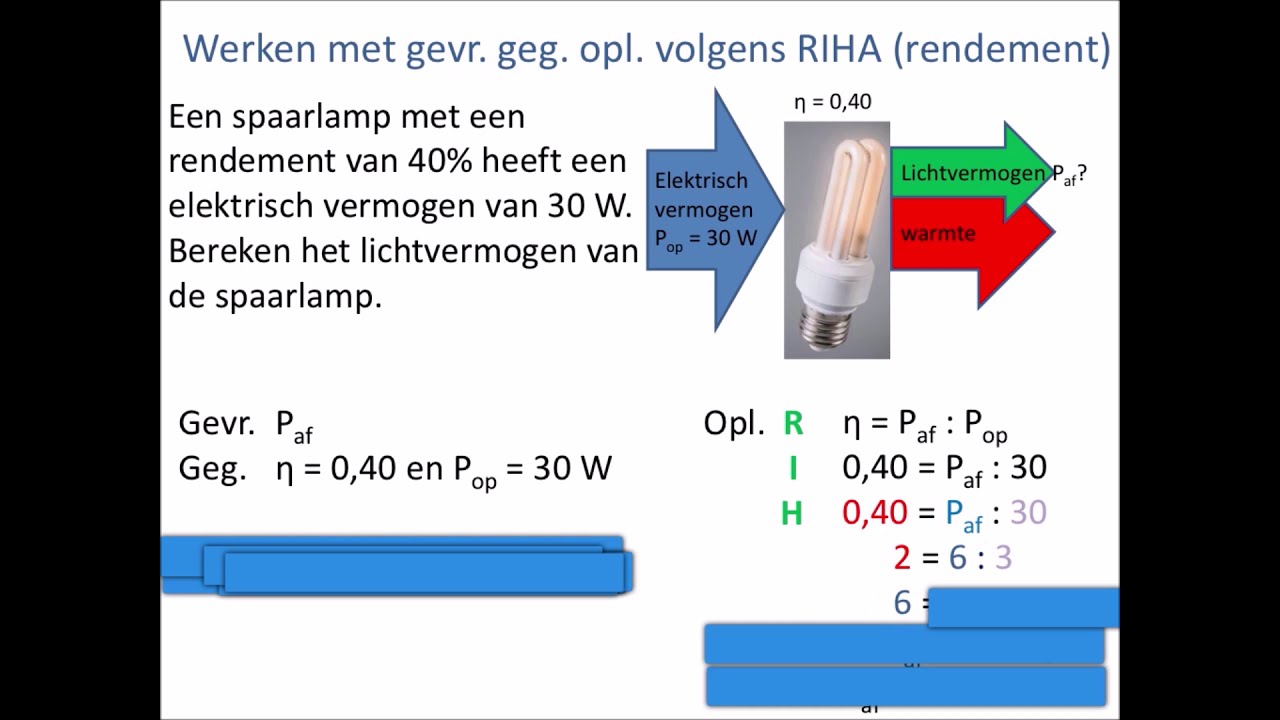 Natuurkunde Rendement, afgegeven vermogen berekenen