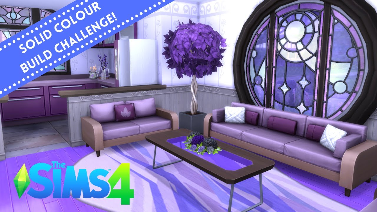Making a VERY purple house.. (Solid colour build challenge!) - Sims 4