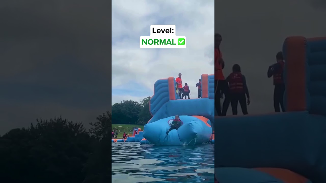 AIRBAG LAUNCH but they get progressively higher 🔼 #waterpark  #stevenage  #funny  #fail