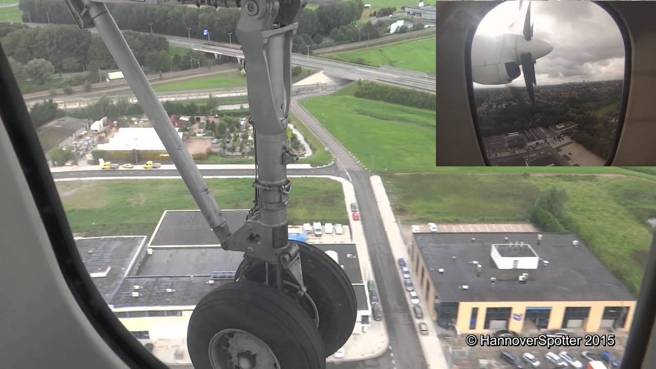 [Dual view] VLM Fokker 50 landing in Rotterdam!