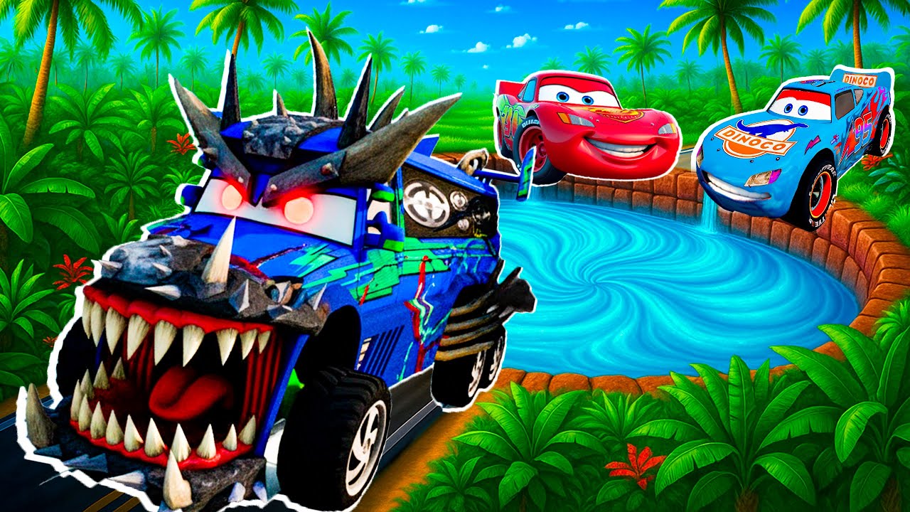 Pixar Cars Battle Giant Pit Traps! Can Lightning McQueen Survive vs Portal Pit. BeamNG ( 20 )