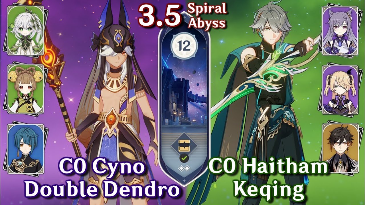 C0 Cyno Hyperbloom & C0 Alhaitham Keqing | Spiral Abyss 3.4/3.5 Floor 12 - 9 Stars | Genshin Impact