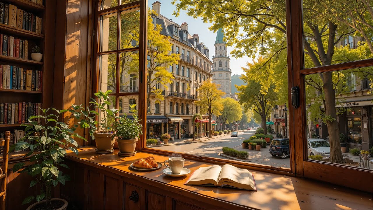 Cozy Cafe Vibes & Relaxing Jazz Piano Music ☕ European Street Ambience for Focus, Reading