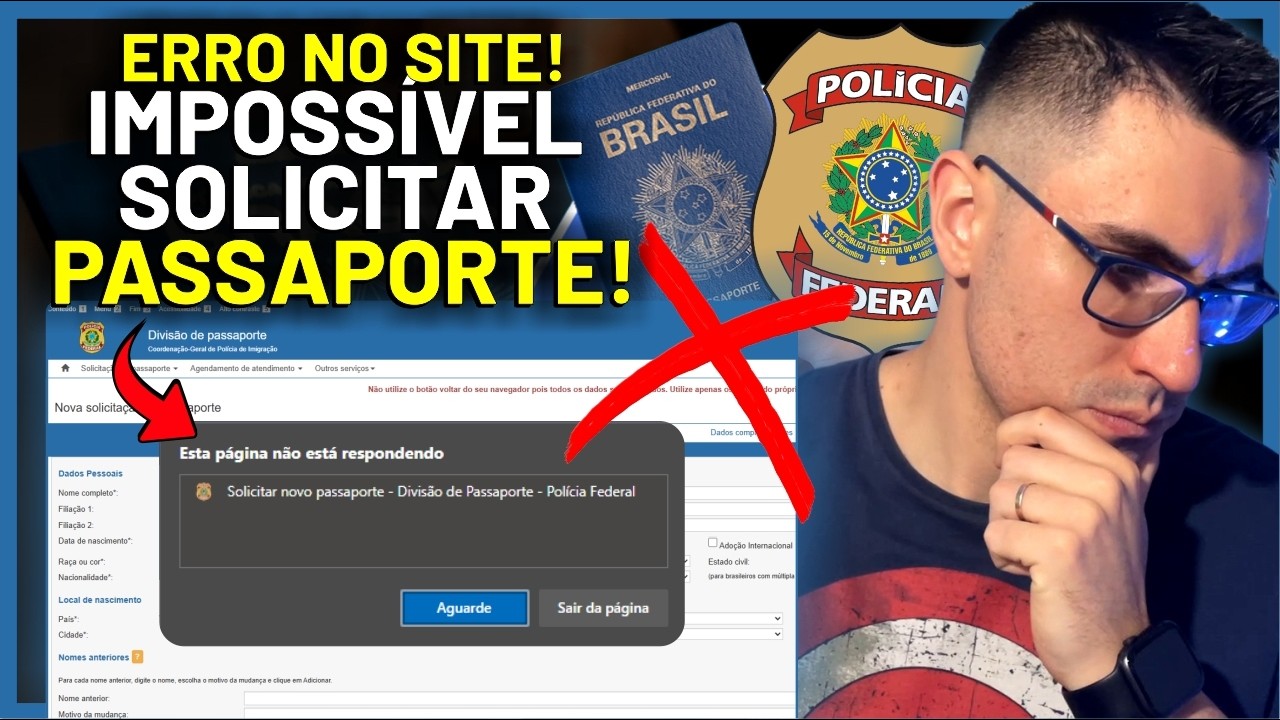 ERRO no SITE da POL&Iacute;CIA FEDERAL! P&Aacute;GINA N&Atilde;O RESPONDE! COMO SOLICITAR PASSAPORTE? SOLU&Ccedil;&Atilde;O!