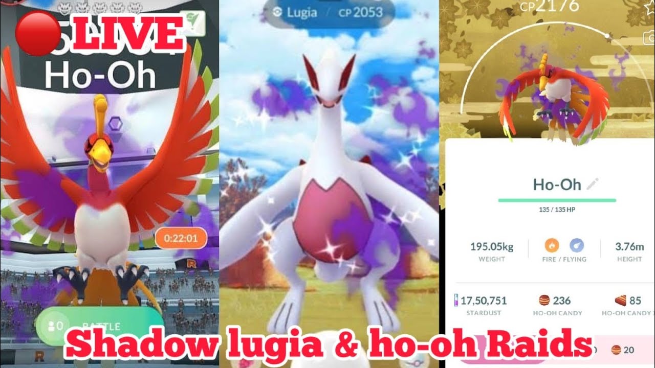 🔴Shadow Lugia & Shadow Ho-Oh RAID LIVE 🔥 Legendary Shadow Battles Pokémon GO