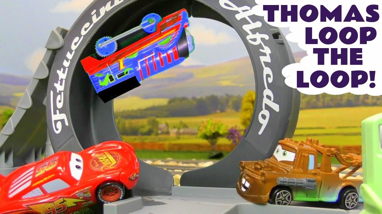 Thomas The Tank Engine does Loop the Loop with Toy Cars