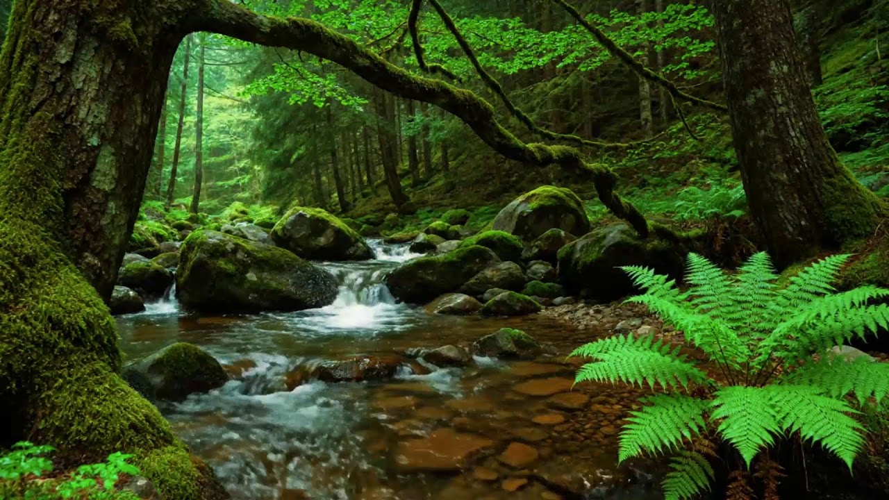 Calming Forest Ambience 🌿 Birds Singing Beautiful Stream Sounds for Deep Sleep, Study Focus,Medicine