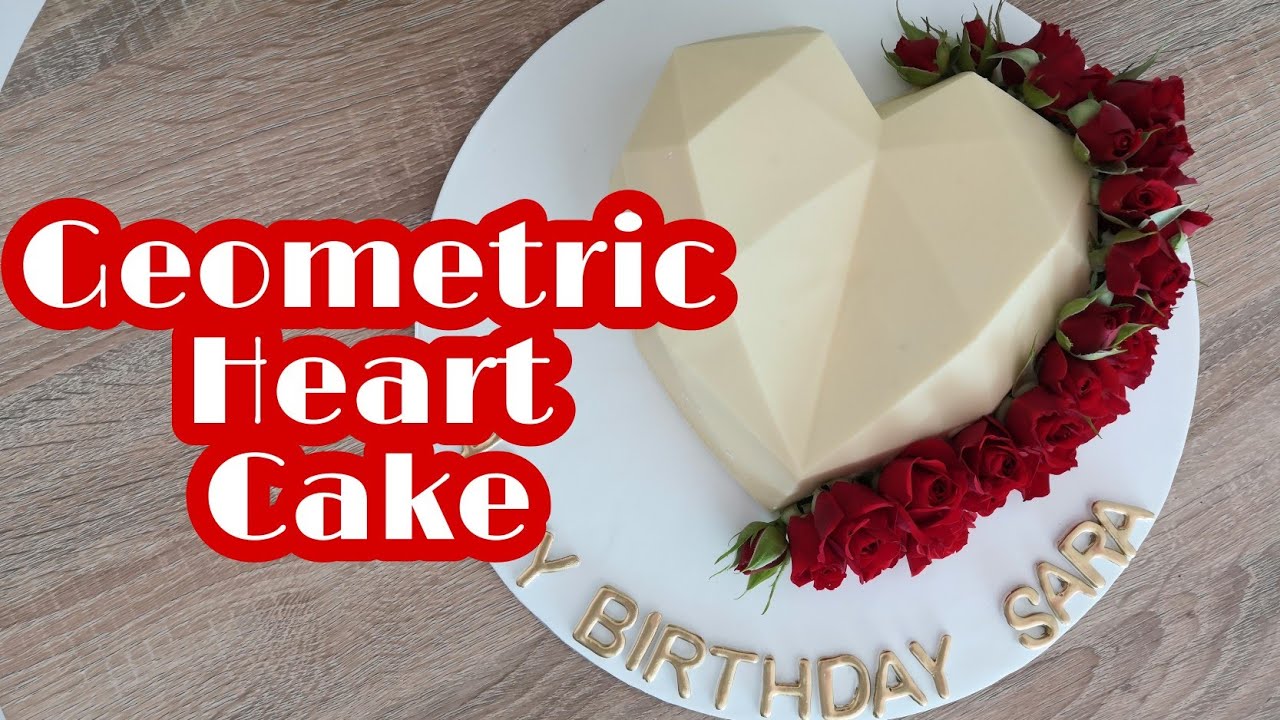 How to make GEOMETRIC HEART CHOCOLATE CAKE with Fresh Roses | Step by step