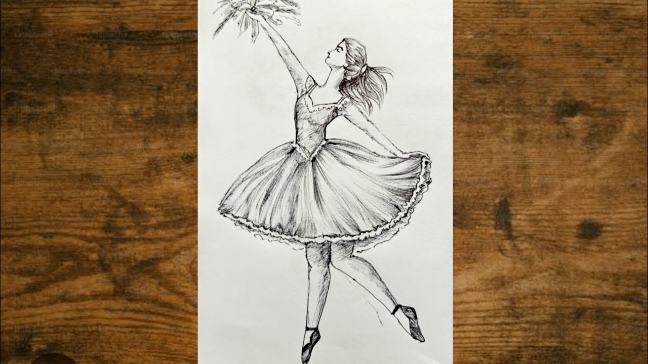 Dancing girl sketch//girl figure drawing//pen drawing 