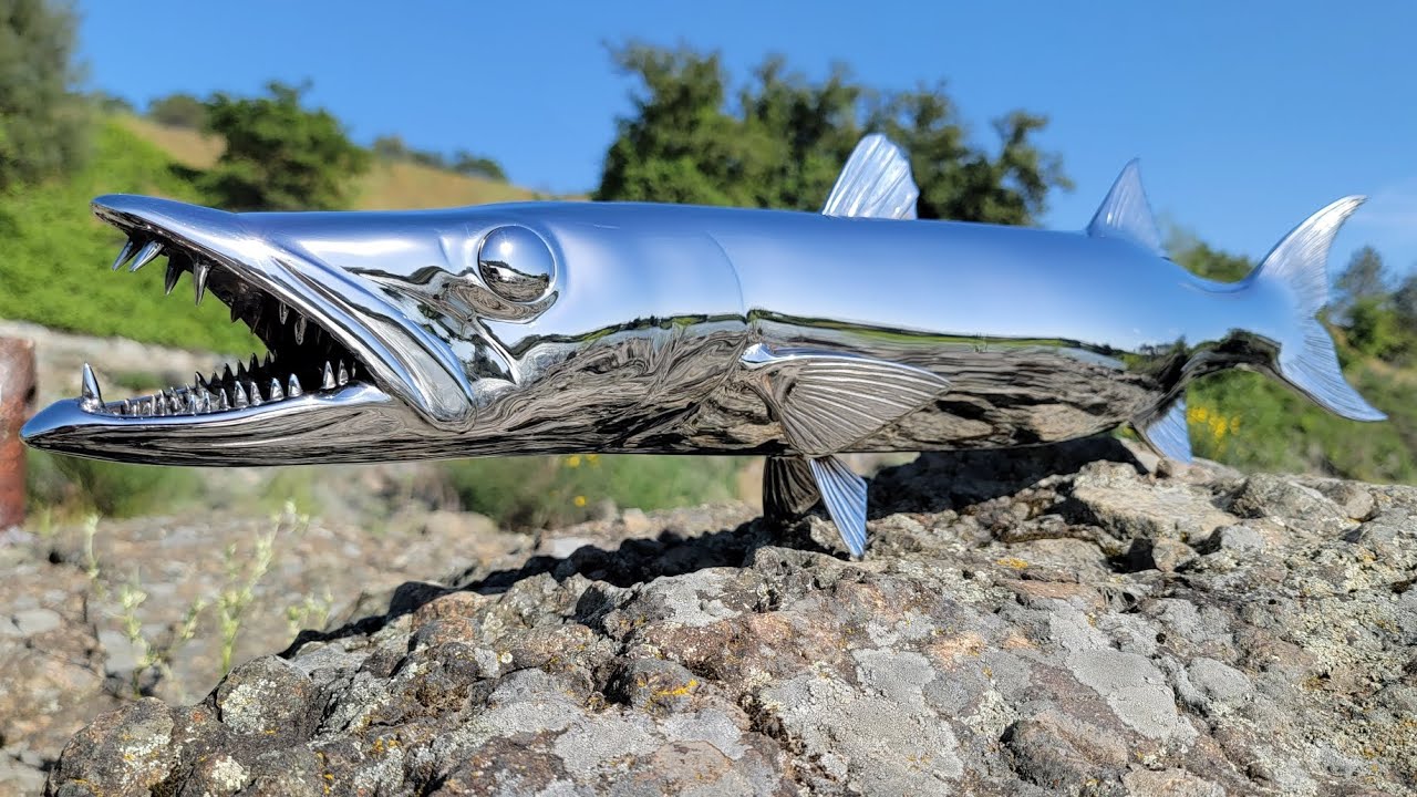 Stainless steel barracuda sculpture @SteveNielsenArt