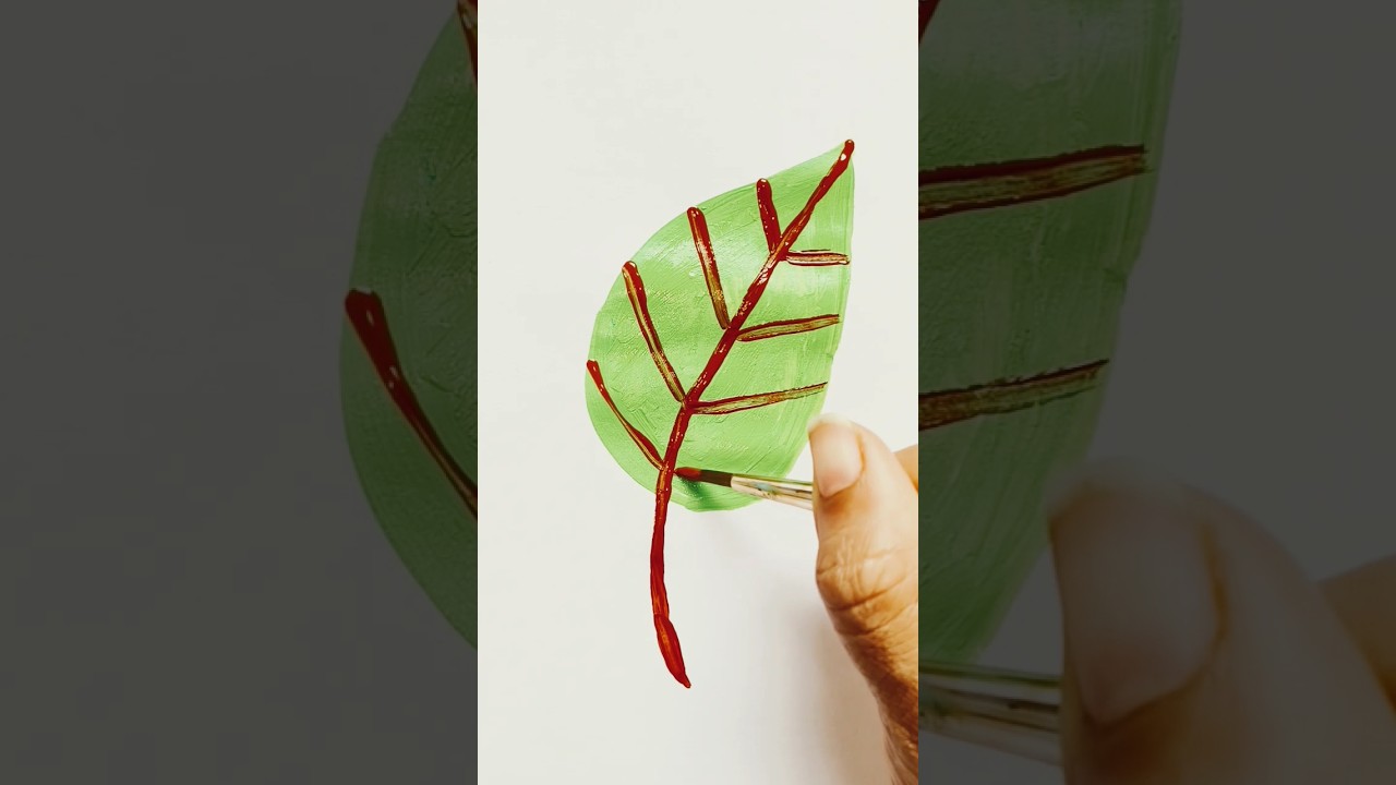 Green Leaf 🌿 acrylic painting for kids #green #shorts #trending #painting #art