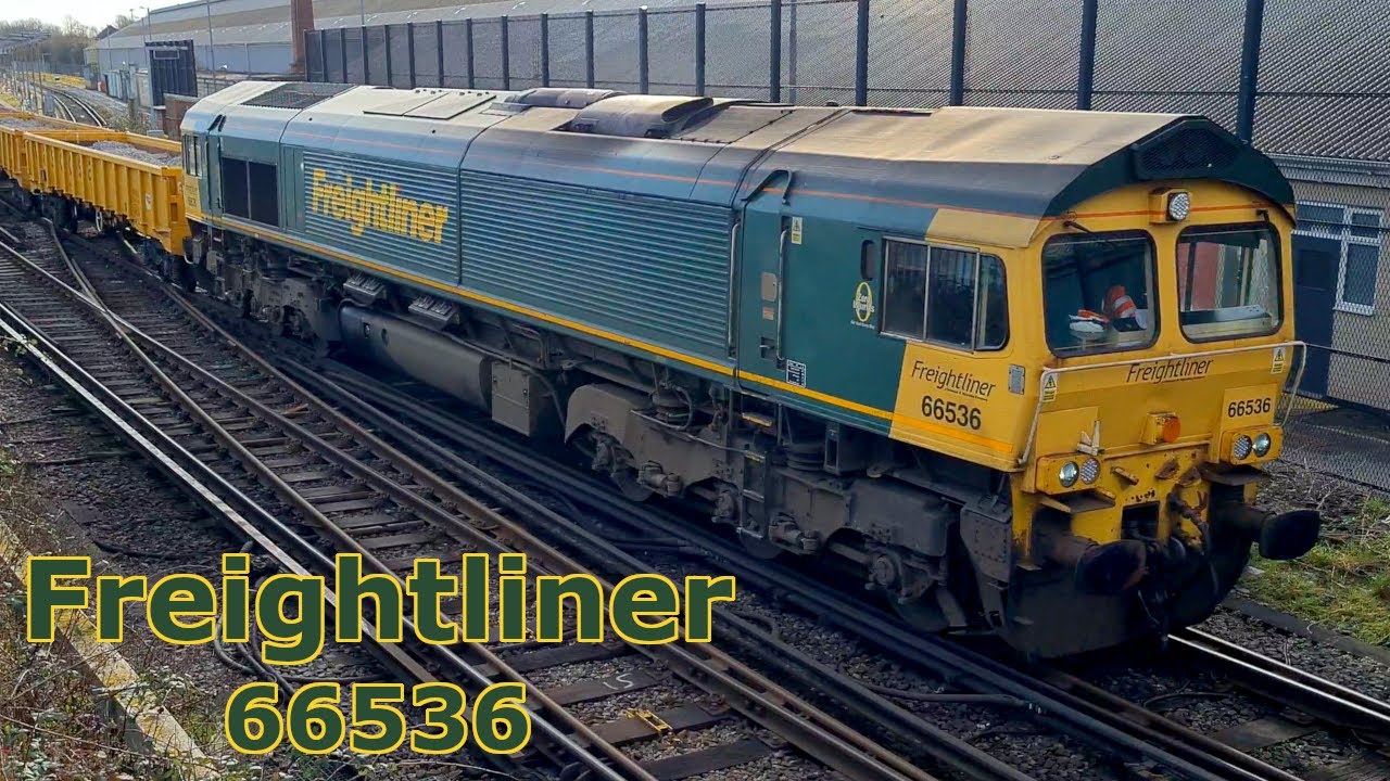 Freightliner Class 66 gives tones with a permanent way maintenance train on the Chatham Main Line.