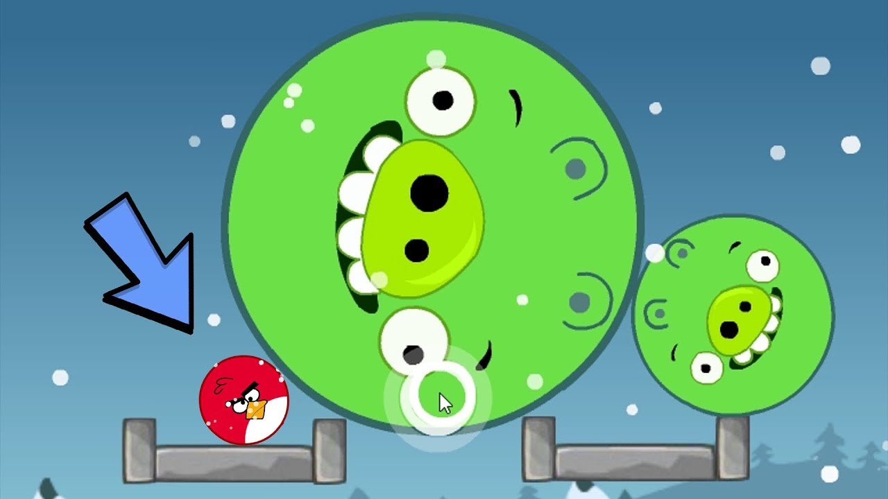 Angry Birds Kick Out Green Pigs - SMALLEST ROUND BIRDS KICK ALL HUGE ROUND PIGGIES!