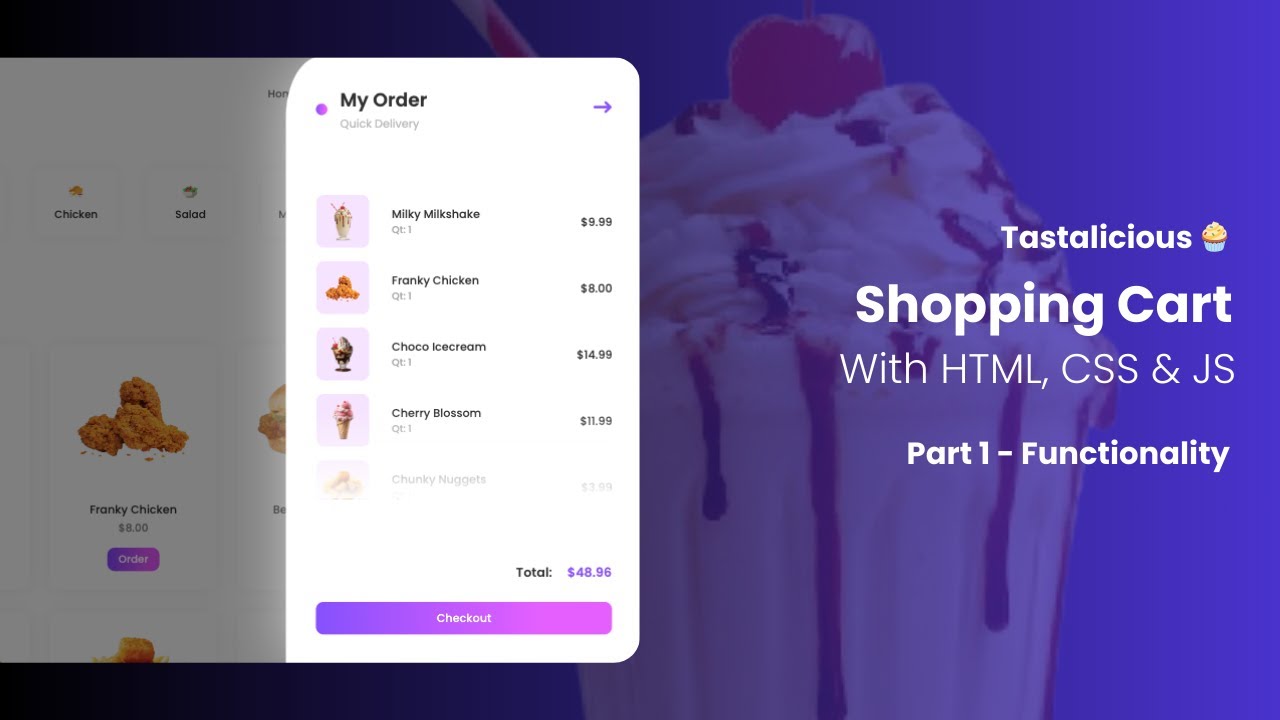 Build Shopping Cart 🛒 With HTML, CSS, & JS | Step By Step Tutorial