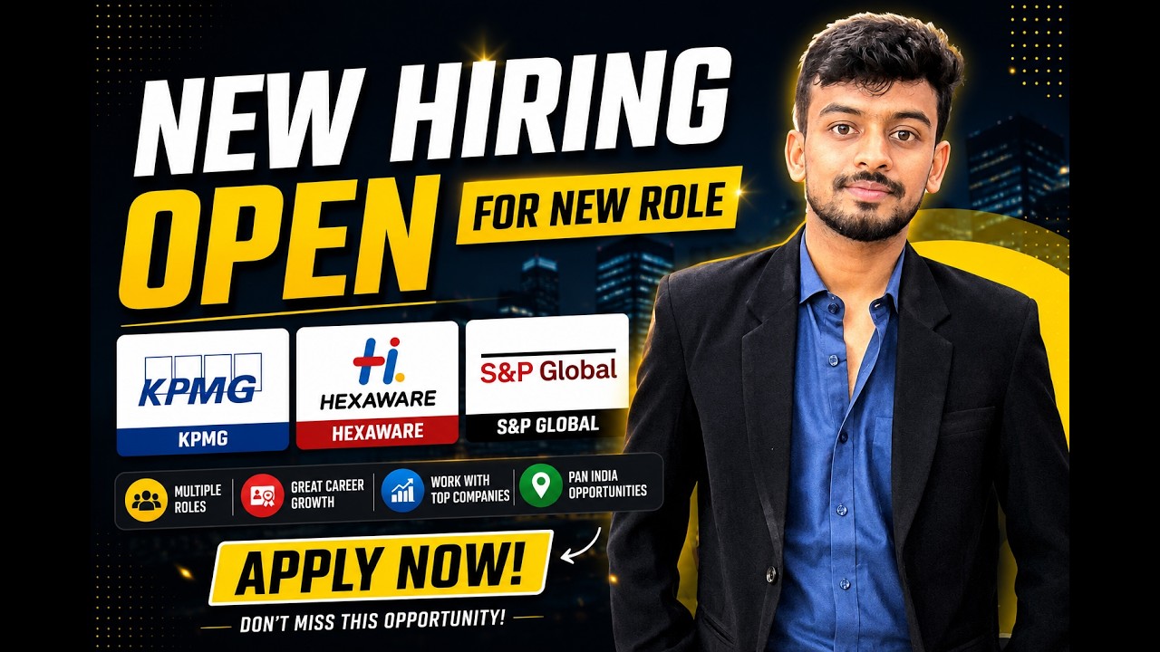 KPMG, Hexaware, S&P Global Hiring Announced | OFF Campus Drive For 2026, 2025 Batch | Fresher Jobs