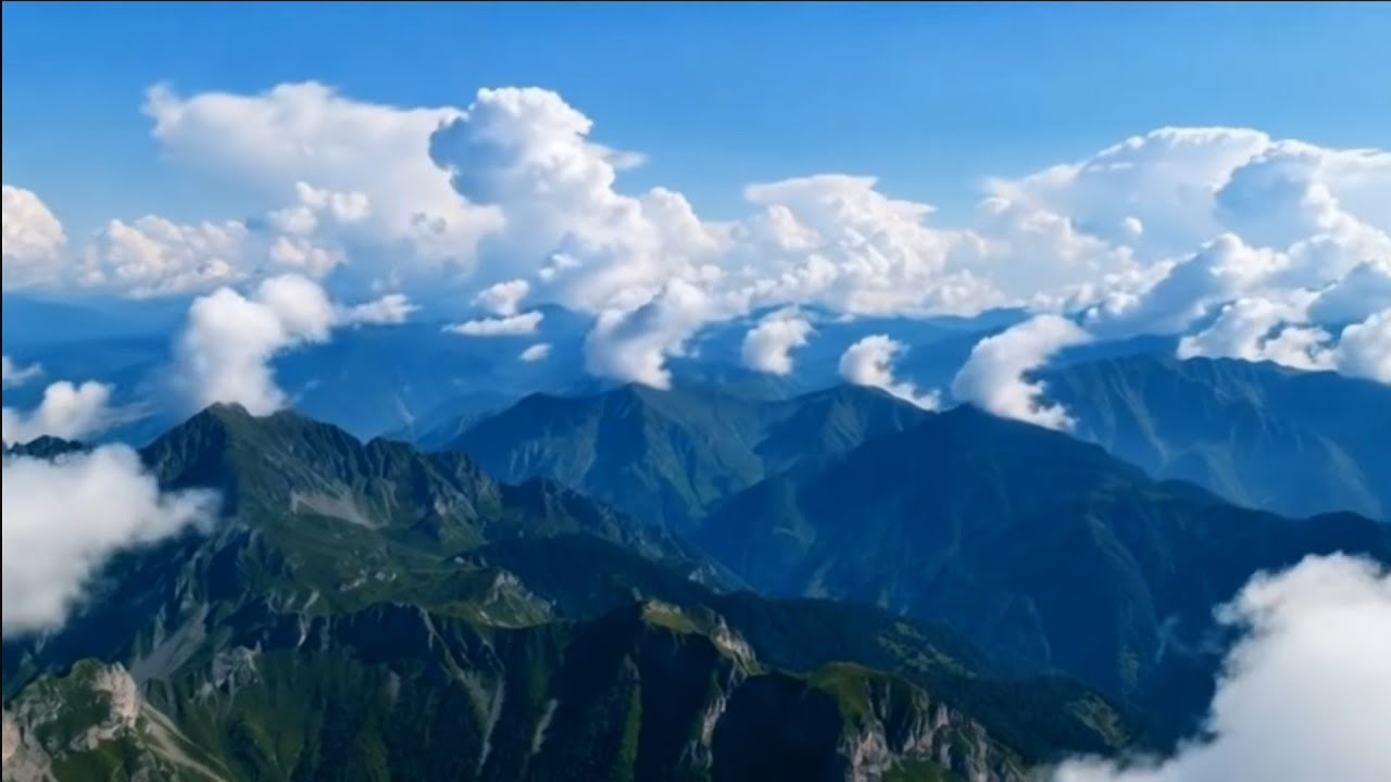 Lush, green mountains with a fresh and cool atmosphere.