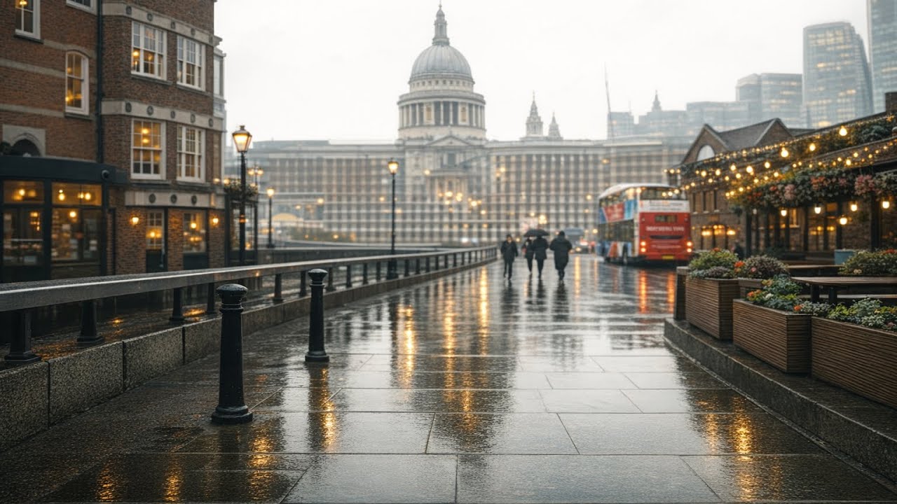Rainy London Walking Tour 4K 🌧️ ASMR | No Talking, Real Sounds | Walk Quietly