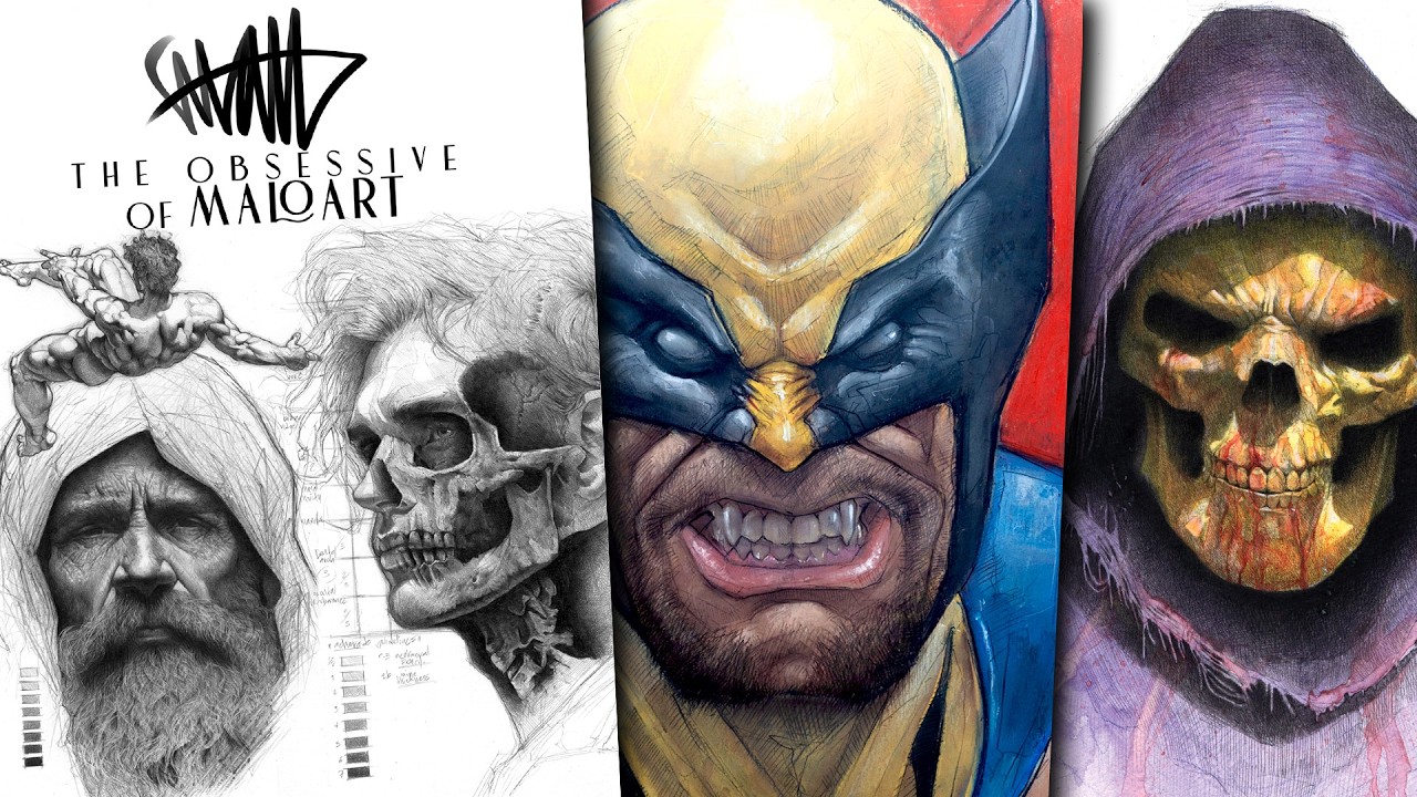 マロアートの熱狂者 - エフライン・マロ - 驚異的なクロスハッチングと水彩画のイラスト