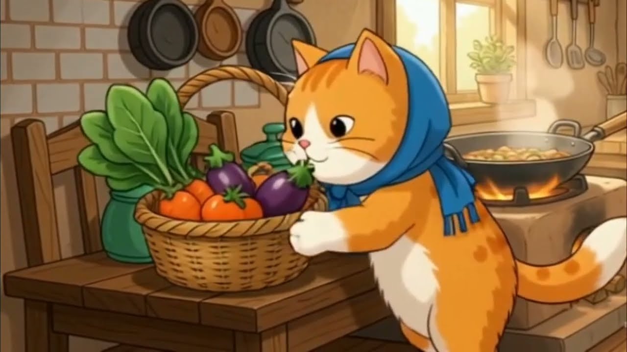 A Peaceful Day of a Cat by the River | Cozy Silent Cartoon Animation |