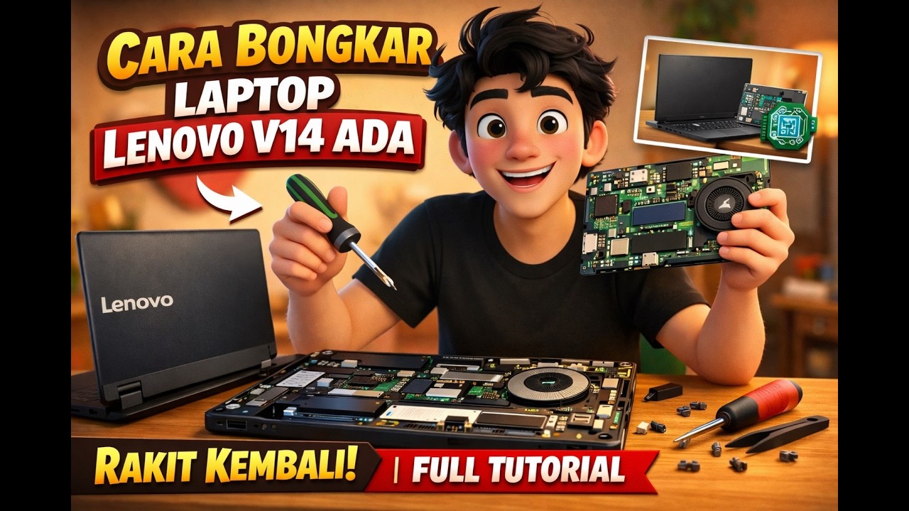 Cara Bongkar Laptop Lenovo V14 ADA + Rakit Kembali | Full Tutorial