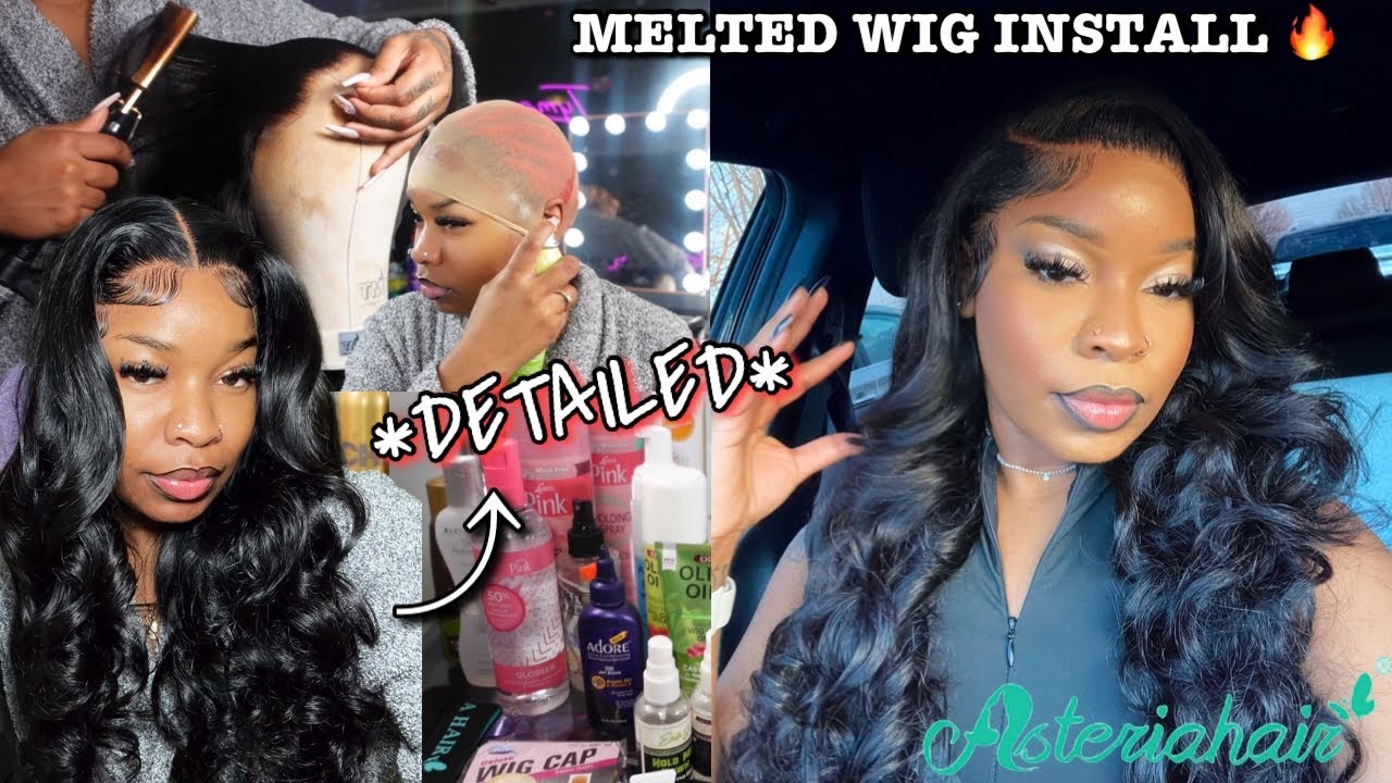DETAILED MELTED HD 24inch BODY WAVE WIG INSTALL| BALD CAP METHOD, WIG PREP ETC FT.ASTERIAHAIR