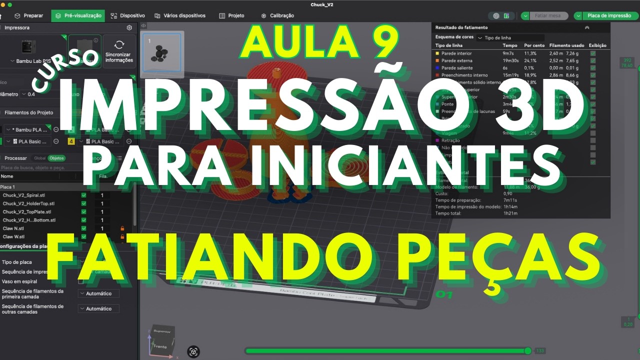 Aula 9 - Fatiando peças | Curso/Tutorial de Impressão 3D: Aprenda Bambu Studio do ZERO