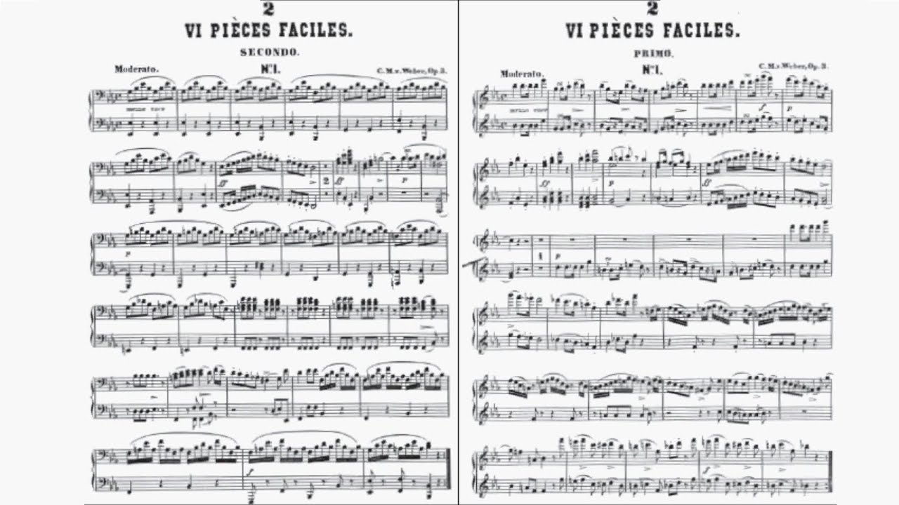 HKSMF 74th Piano Duet 2022 Class 158 Weber Moderato 6 Pieces Op.10a Movt 1 Sheet Music 校際音樂節