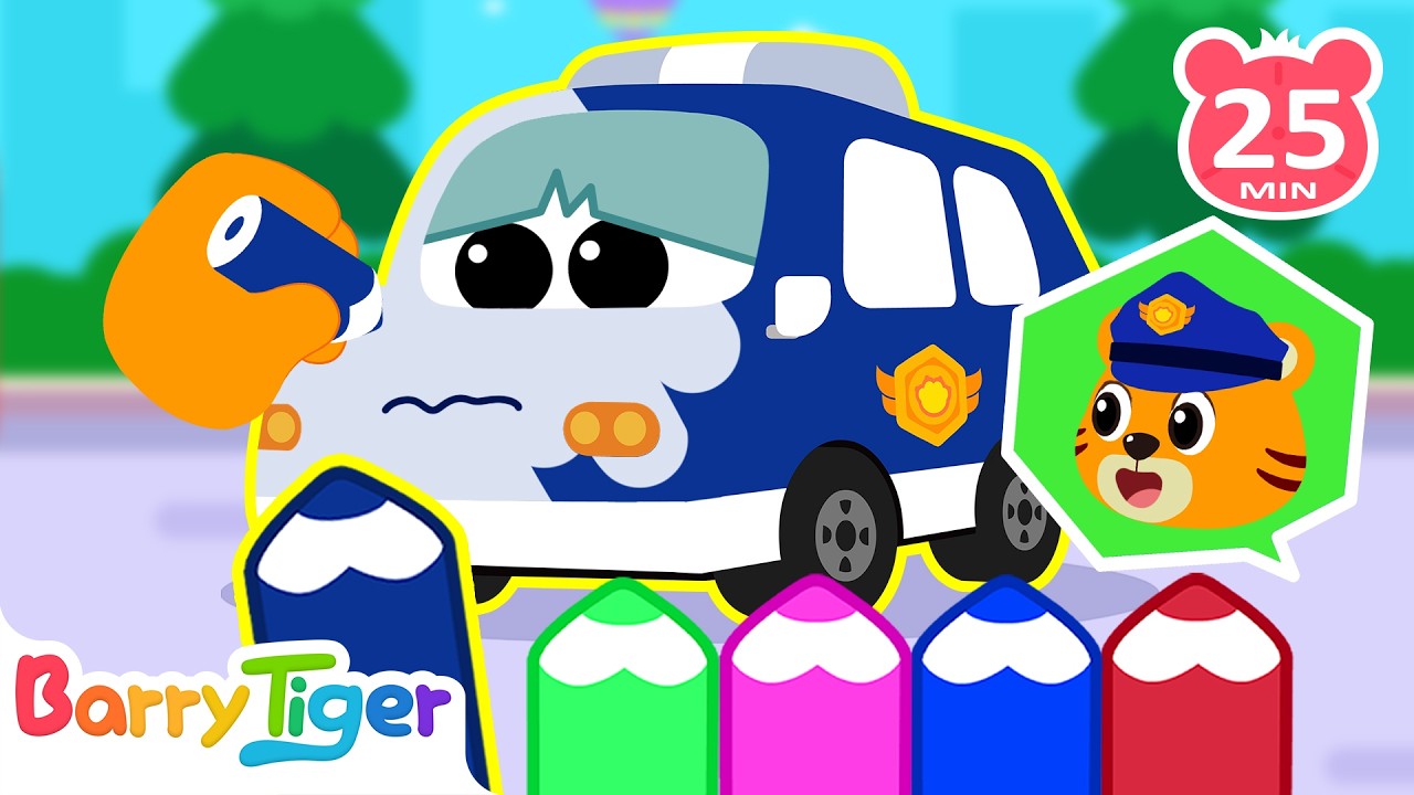 [HOT] Oh No! The Police Car Lost Its Colors! 🚓🎨 | Help Find the Missing Colors!