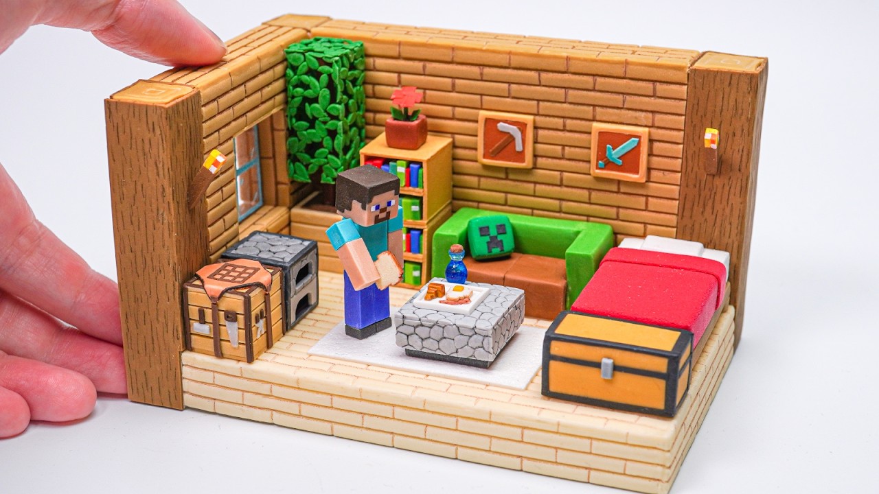 DIY Miniature Minecraft Room - Polymer Clay