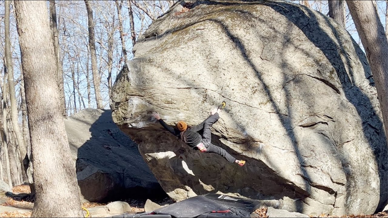 Tombstone Traverse (V6) - Tombstone Area, Lincoln Woods State Park, RI