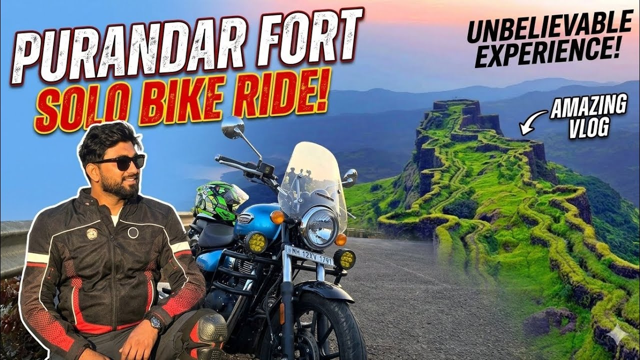Early Morning Solo Bike Ride: PURANDAR FORT | Full Vlog & Route Near Pune
