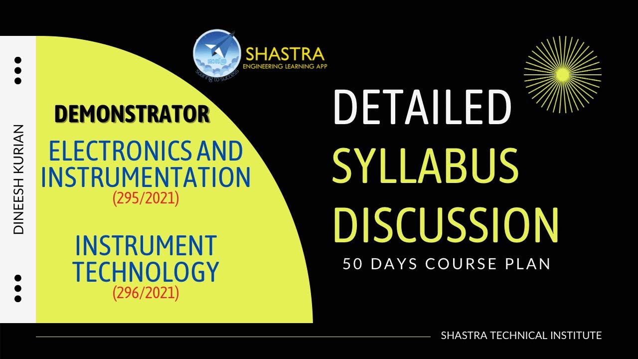 Detailed Syllabus Discussion | Demonstrator Electronics and Instrumentation | 295/21 296/21