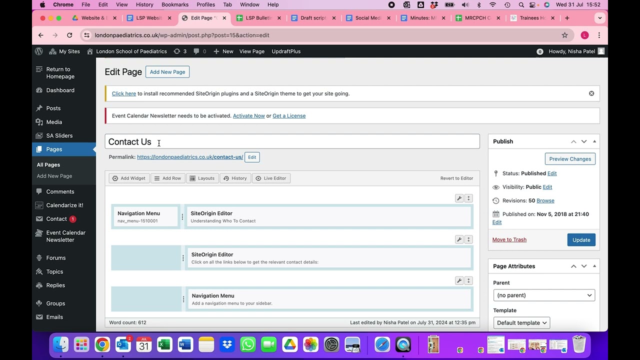 How to edit an existing page and create a new post - Update!