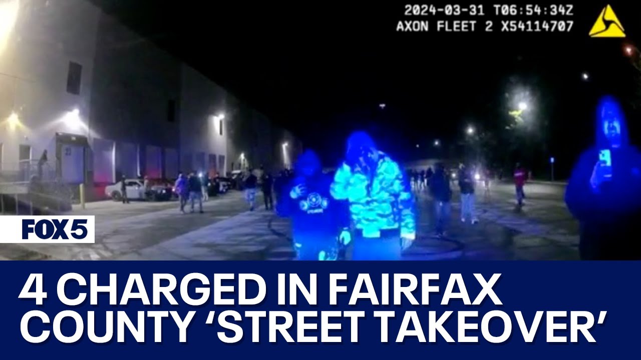 4 charged in 'street takeover' that left officer injured, police cruiser damaged in Fairfax County