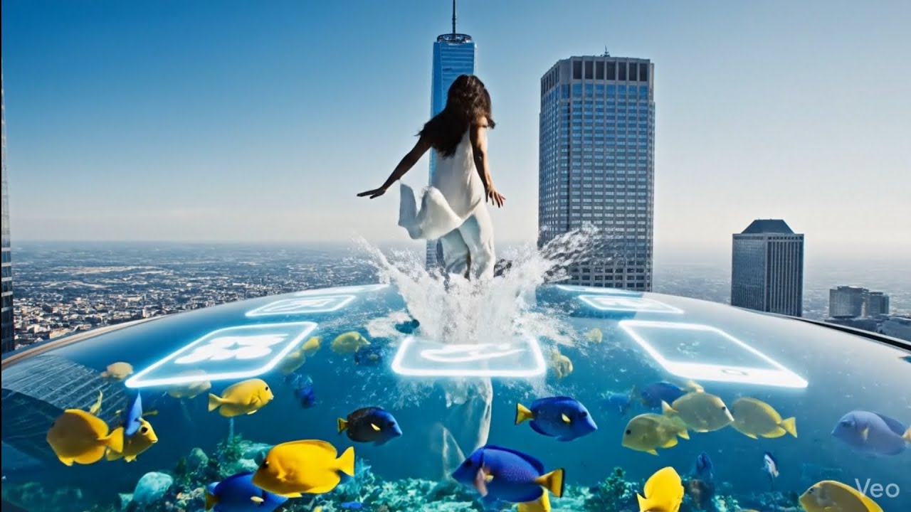 #А Girl Walking🍉 on a Rope in the# Sky Beside a🥨 Massive Floating #Digital Ocean🍍 of Apps – Mind#🥑