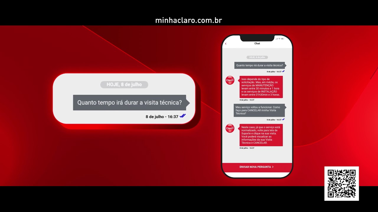 Acesse assuntos sobre sua visita técnica no Minha Claro. | Claro