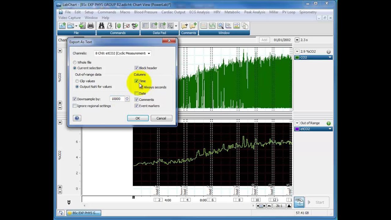 Exporting RAW Data from LabChart