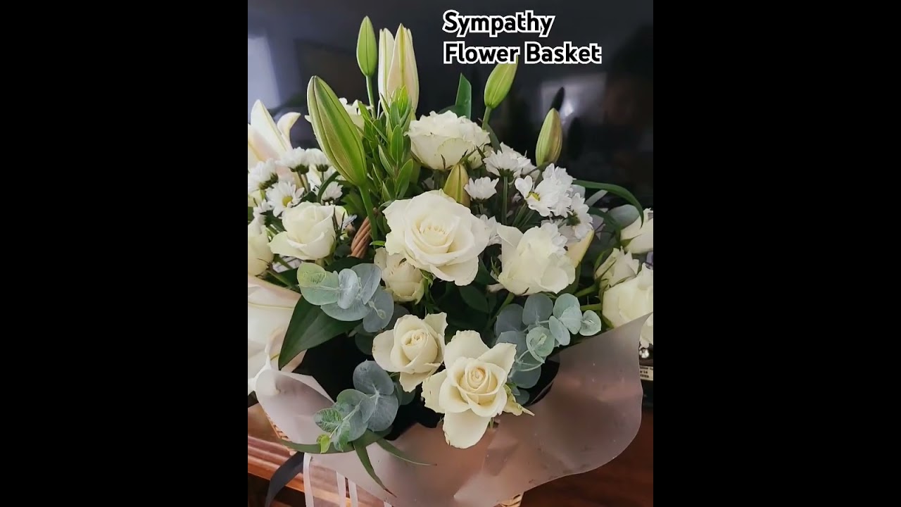 Sympathy Flower Basket Arrangement for funeral 🖤🤍 #flowers #funeral #flowerarrangement