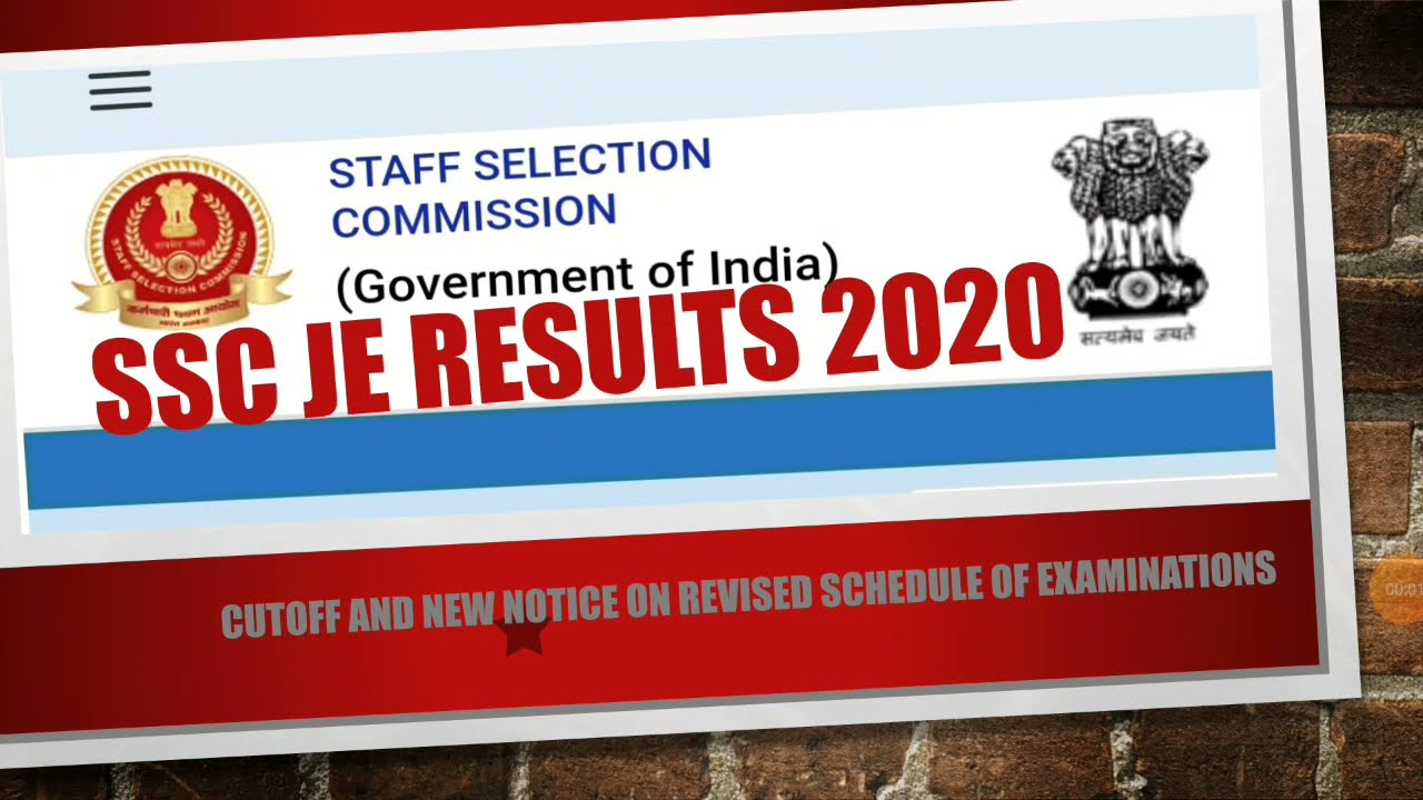 SSC JE 2020 Results out/Cut off
