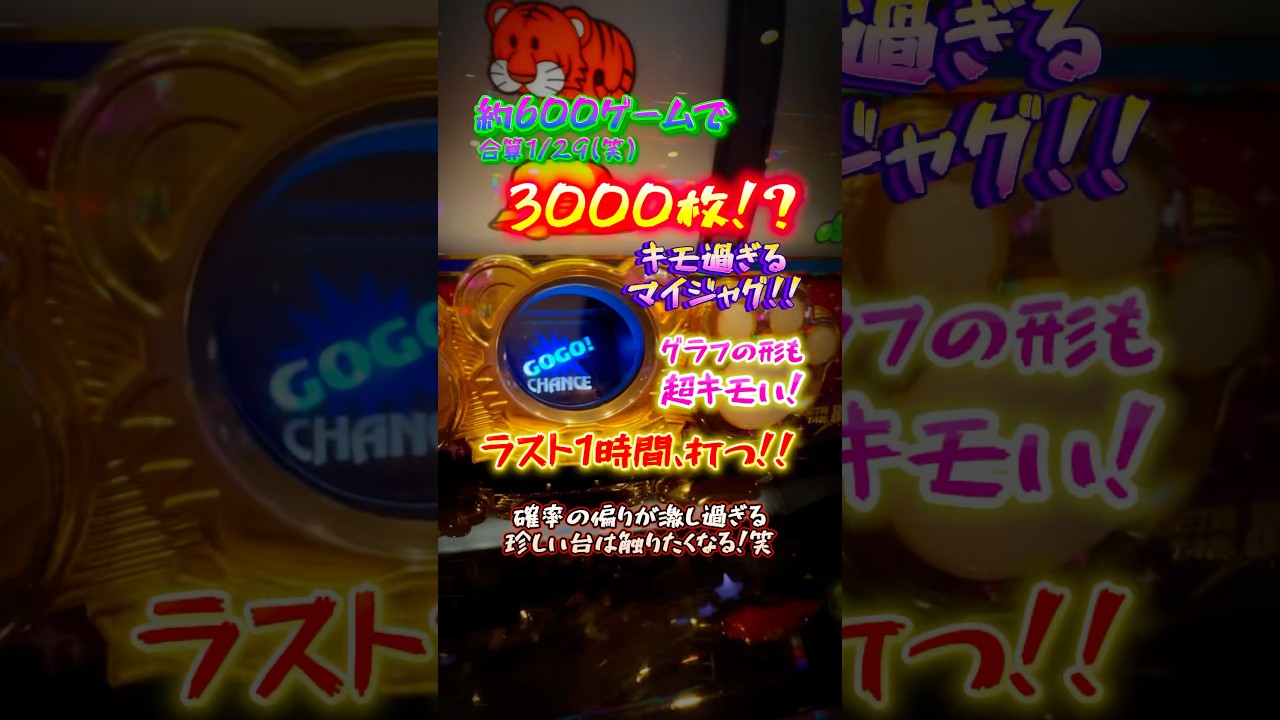 【キモ過ぎグラフ】たった600Gで3000枚出たマイジャグのその後&hellip;！？ #虹キラ #shorts #longshorts