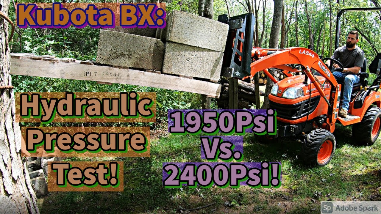 Kubota BX — испытание предохранительного клапана давления 1950 фунтов на кв. дюйм против 2400 фун...