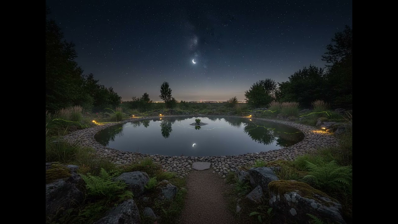 Calming Moonlit Pond Ambiance - 45+ MINUTES - Relaxing Music for Sleep and Study