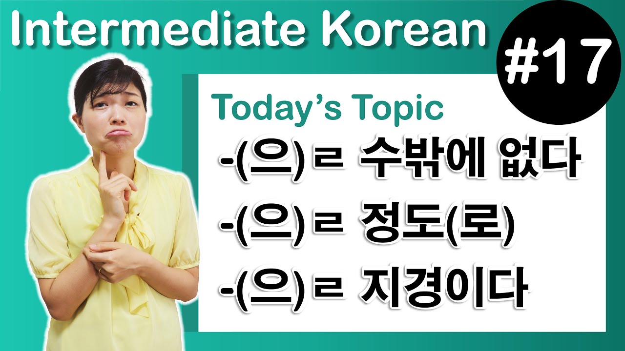 [ Intermediate Korean 17 ]  －(으)ㄹ 수밖에 없다 ,  －(으)ㄹ 뿐만 아니라 ,  －(으)ㄹ 지경이다