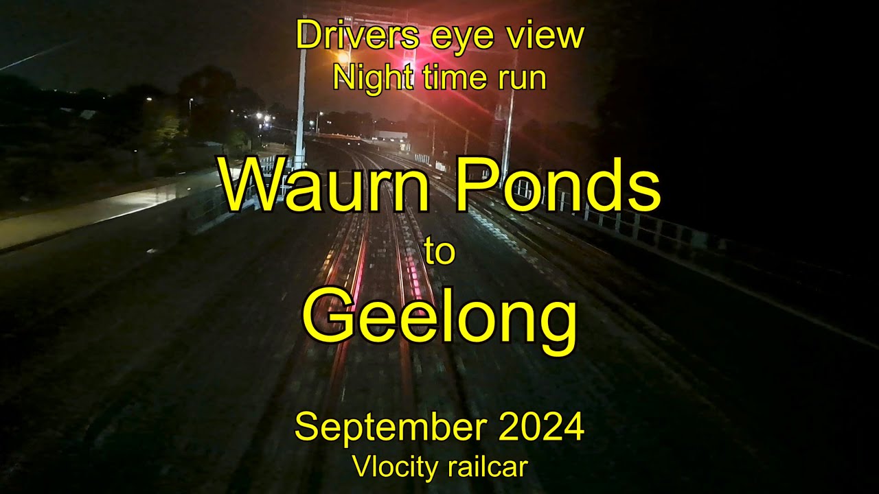 Drivers eye view, Waurn Ponds to Geelong, Night time, Sep 2024