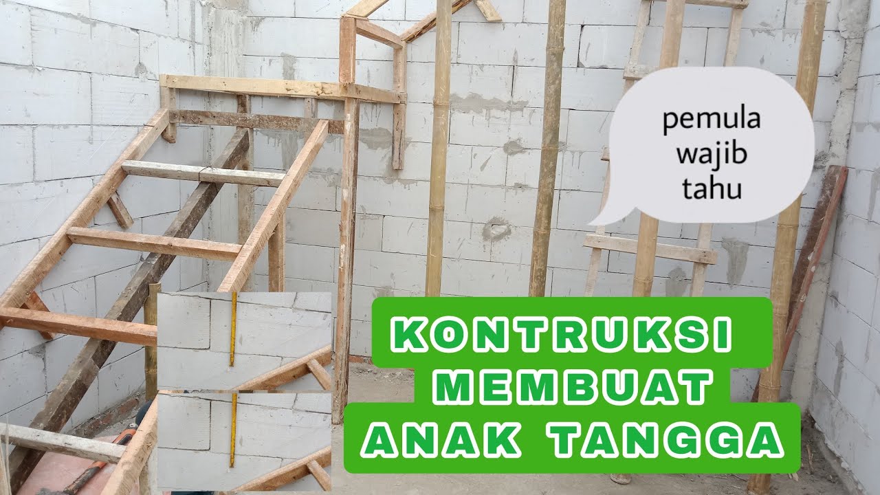 CARA mudah  MEMBUAT TANGGA COR dengan dinding herbel