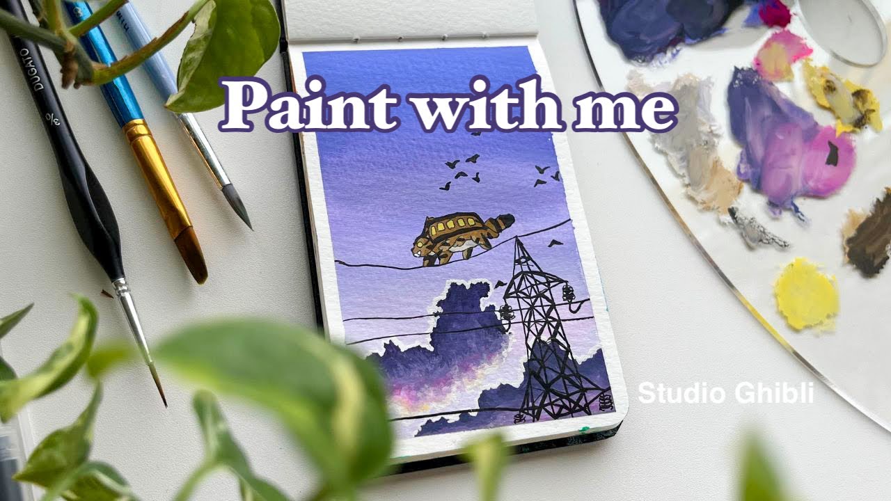🌿 painting studio ghibli scenes with jelly gouache // My Neighbor Totoro + a chatty paint with me