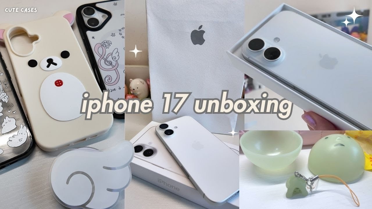 iphone 17 (white) unboxing & accessories ⊹ ࣪˖ 🤍&nbsp;// cute cases, camera test, first impressions!!