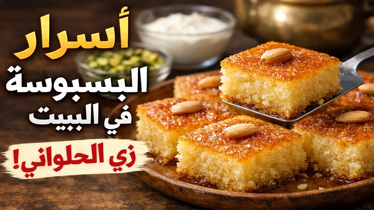 طريقة عمل البسبوسة فى البيت احلى من الحلوانى