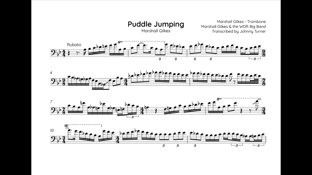 Marshall Gilkes Trombone Cadenza Transcription - Puddle Jumping