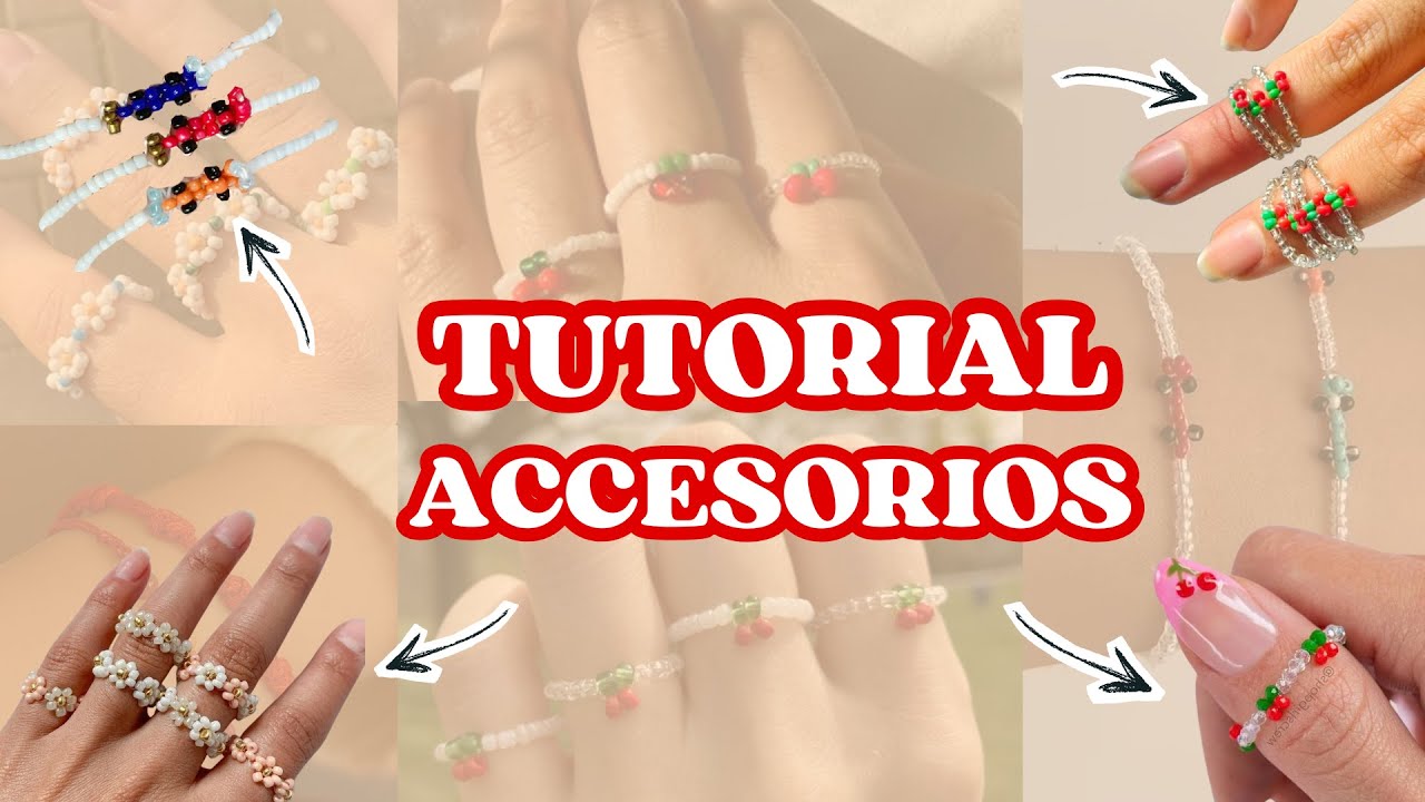 Tutoriales en mostacilla ✨ Anillos de flores y cereza 🍒, carro F1 y manilla 7 nudos 🧿